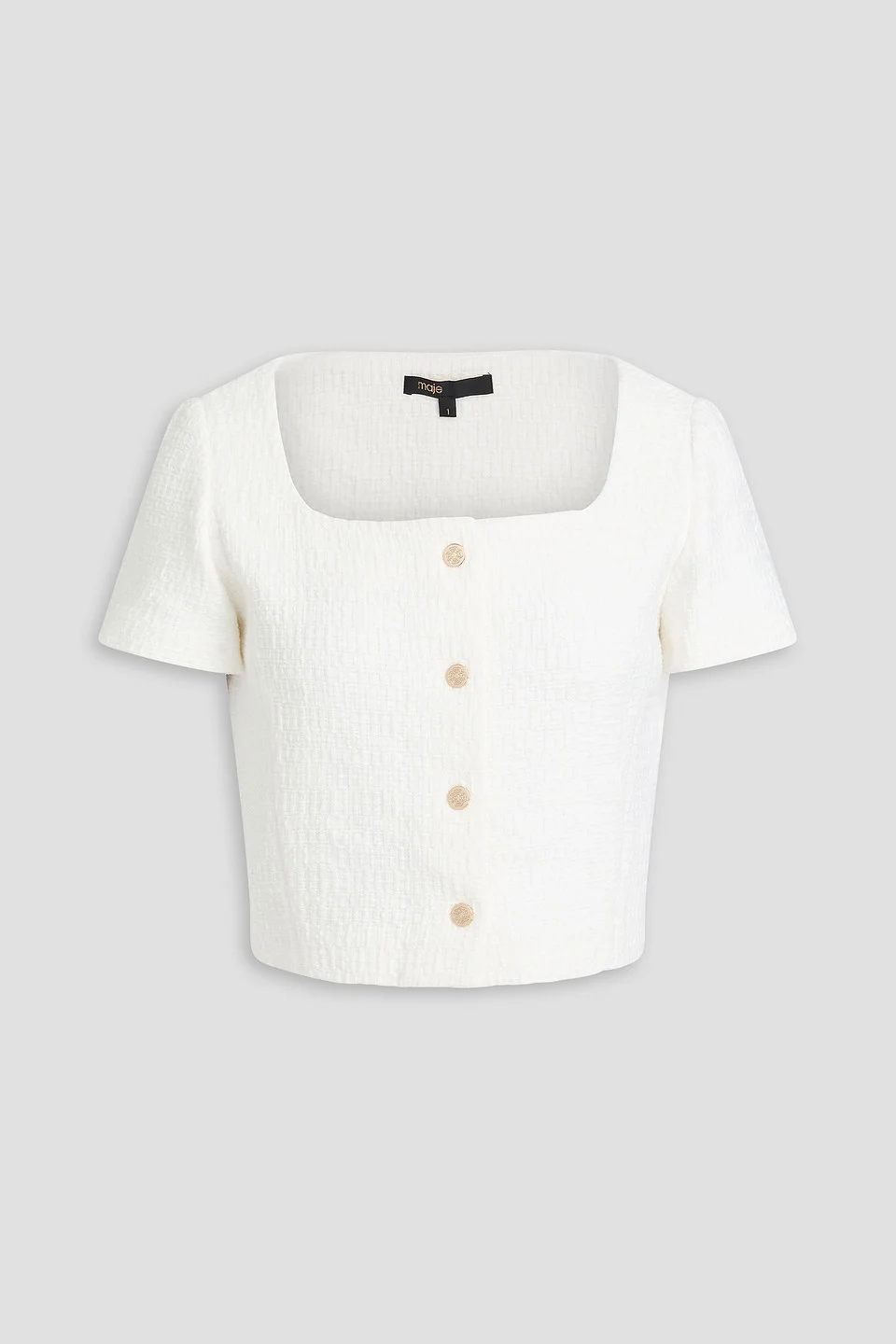 Cropped cotton-blend tweed top - 1