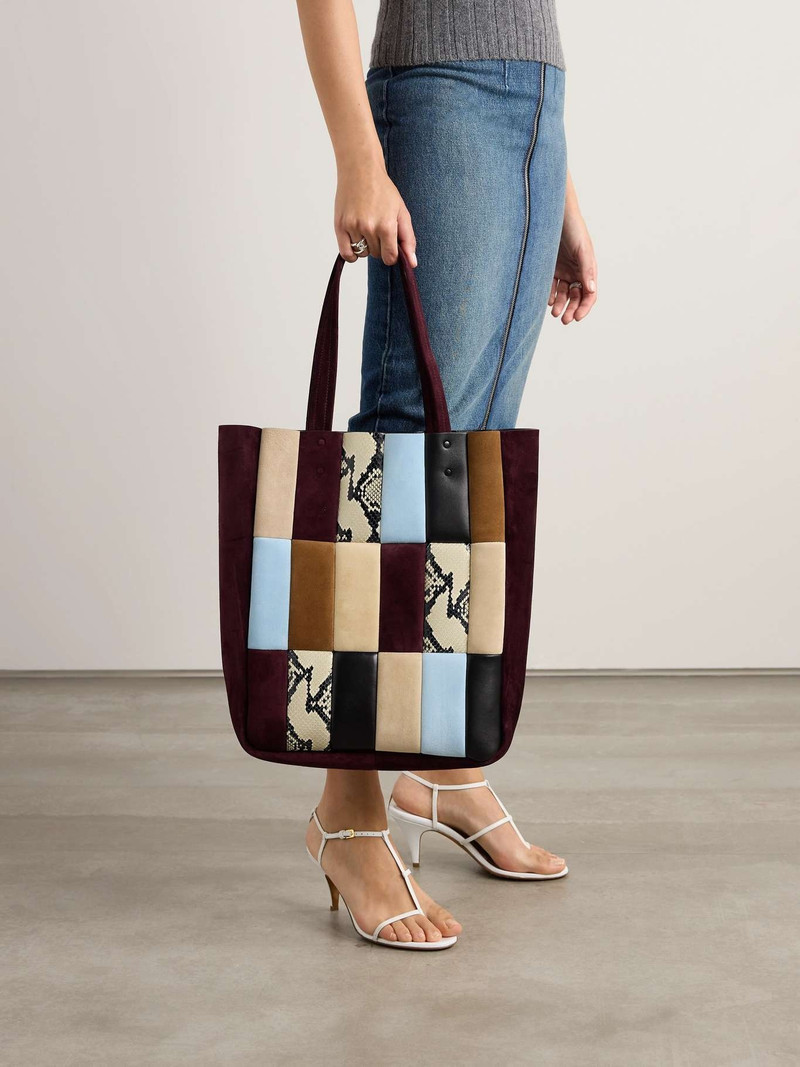 KHAITE Zoe patchwork suede and leather tote outlook