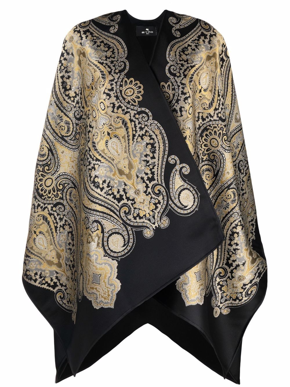 paisley-print draped poncho - 1