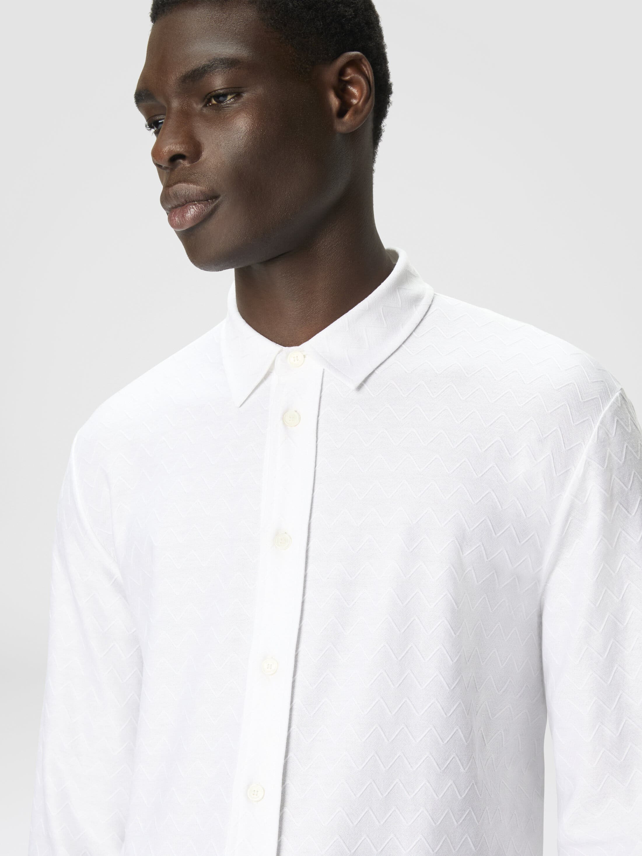 Missoni Zigzag Jersey Cotton Shirt Tone On Tone in White at Nordstrom - 4