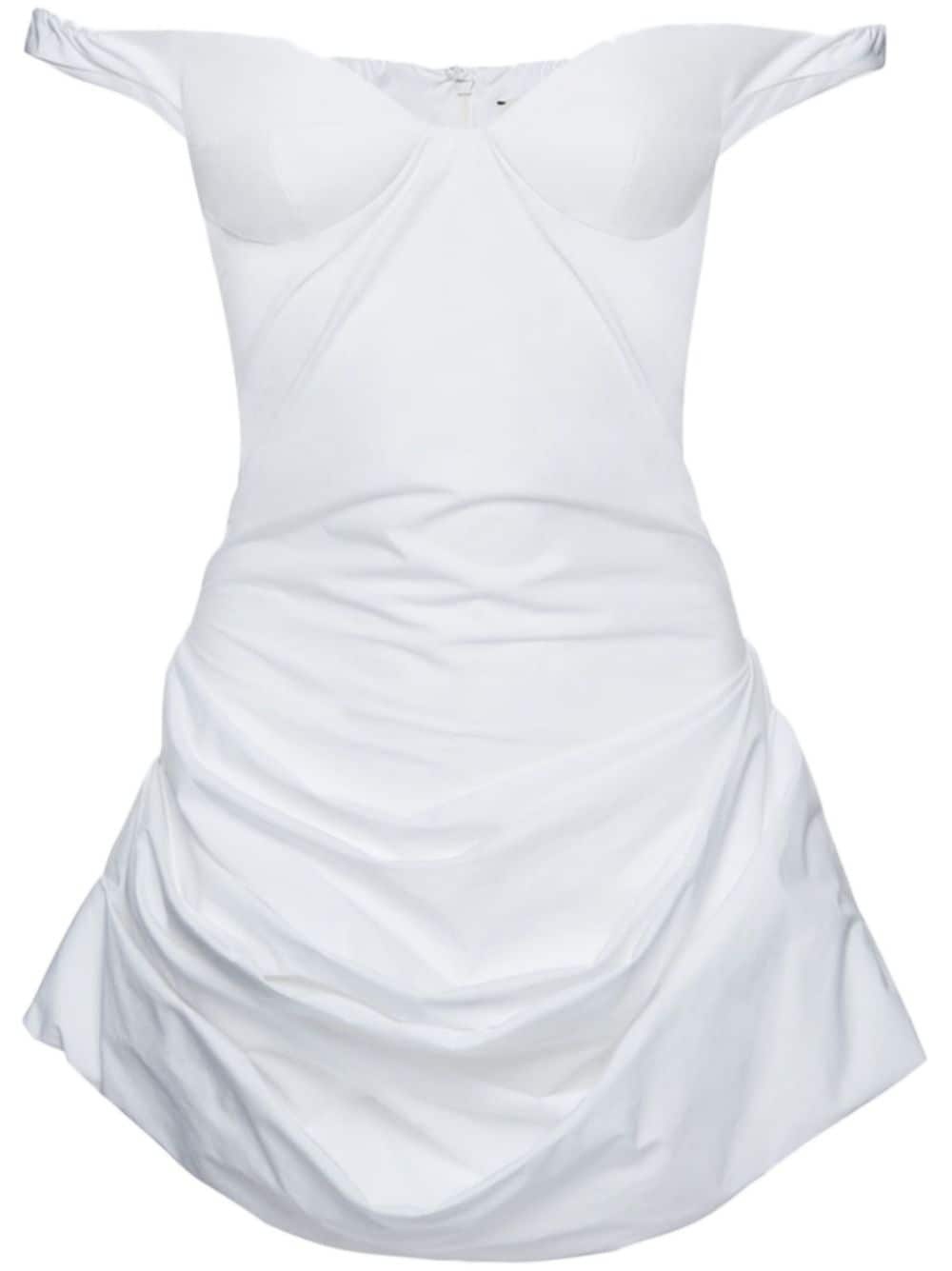 draped poplin minidress - 1