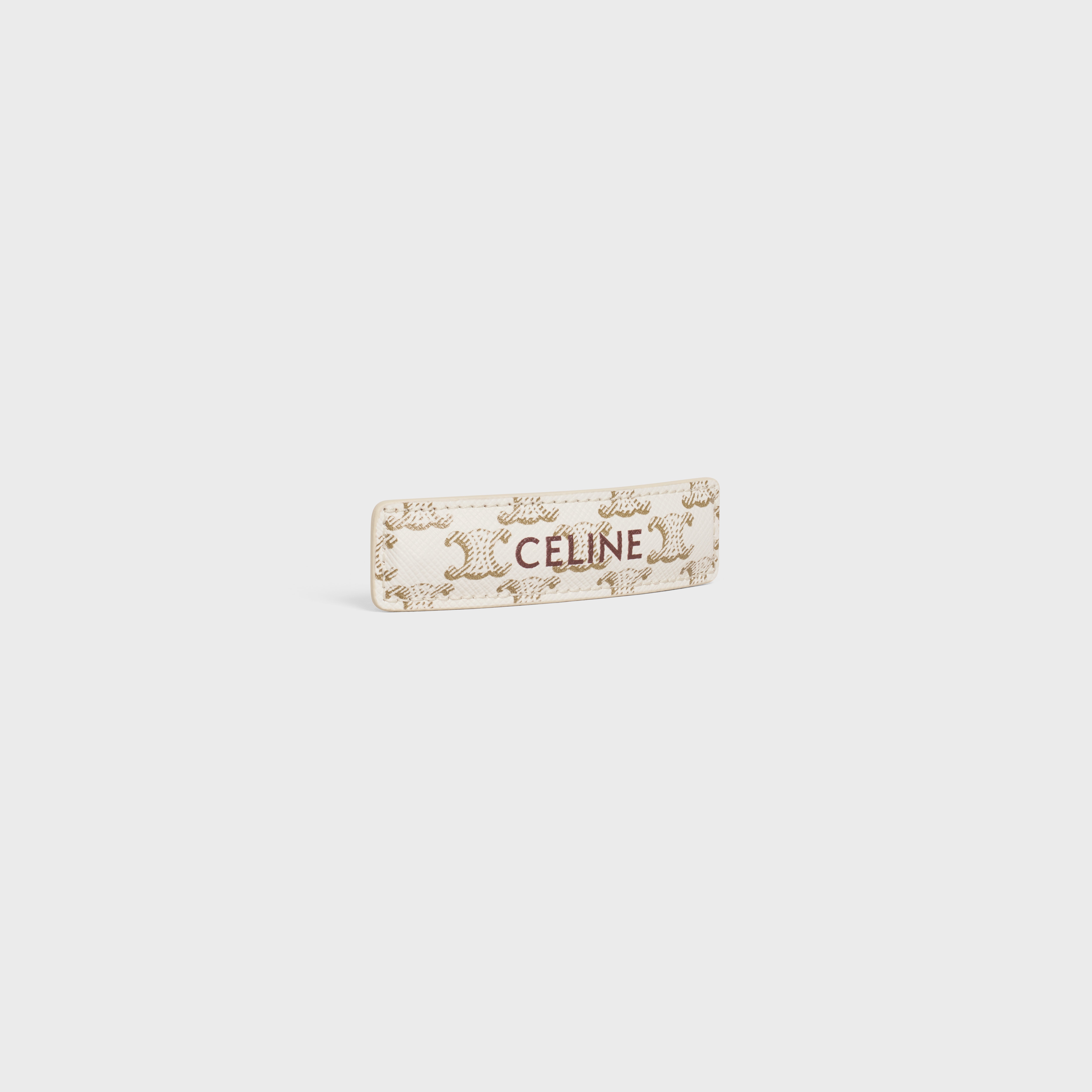 Triomphe Canvas Hair Clip in Calfskin, Steel and Canvas - 2