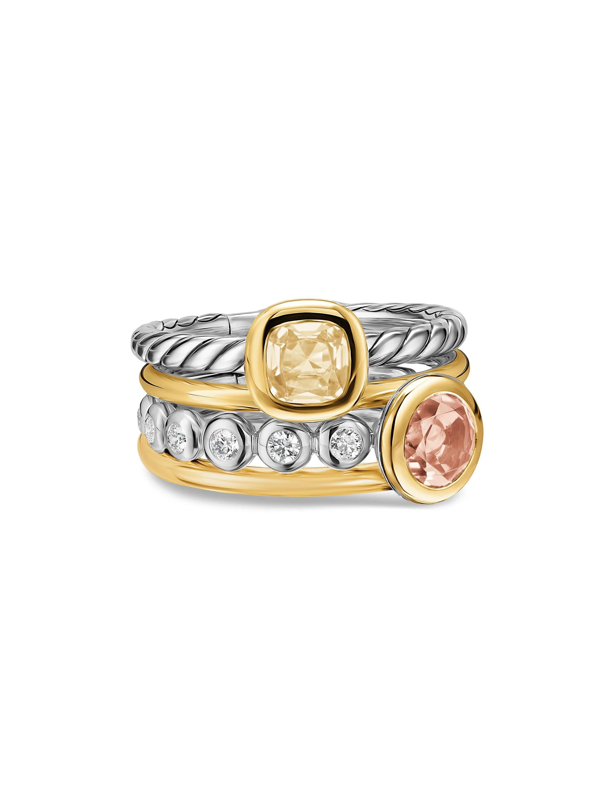 Women's DY Mercer Color Stone Multi Row Ring in Sterling Silver - Champagne Citrine - 1