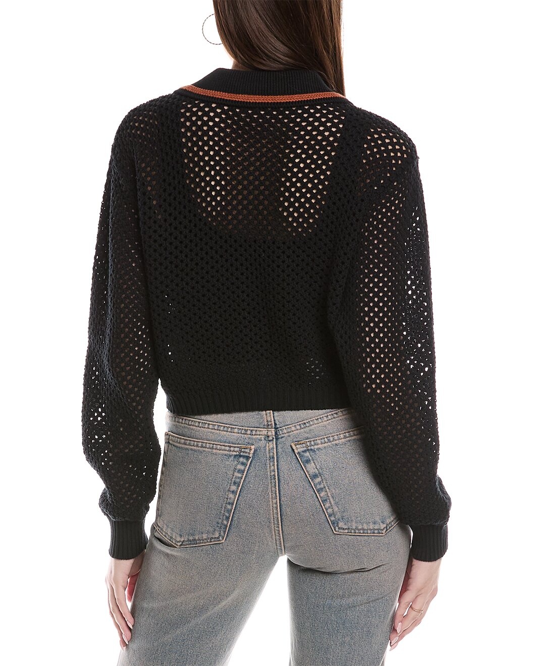 RE/DONE Crochet Mesh Polo Sweater - 2