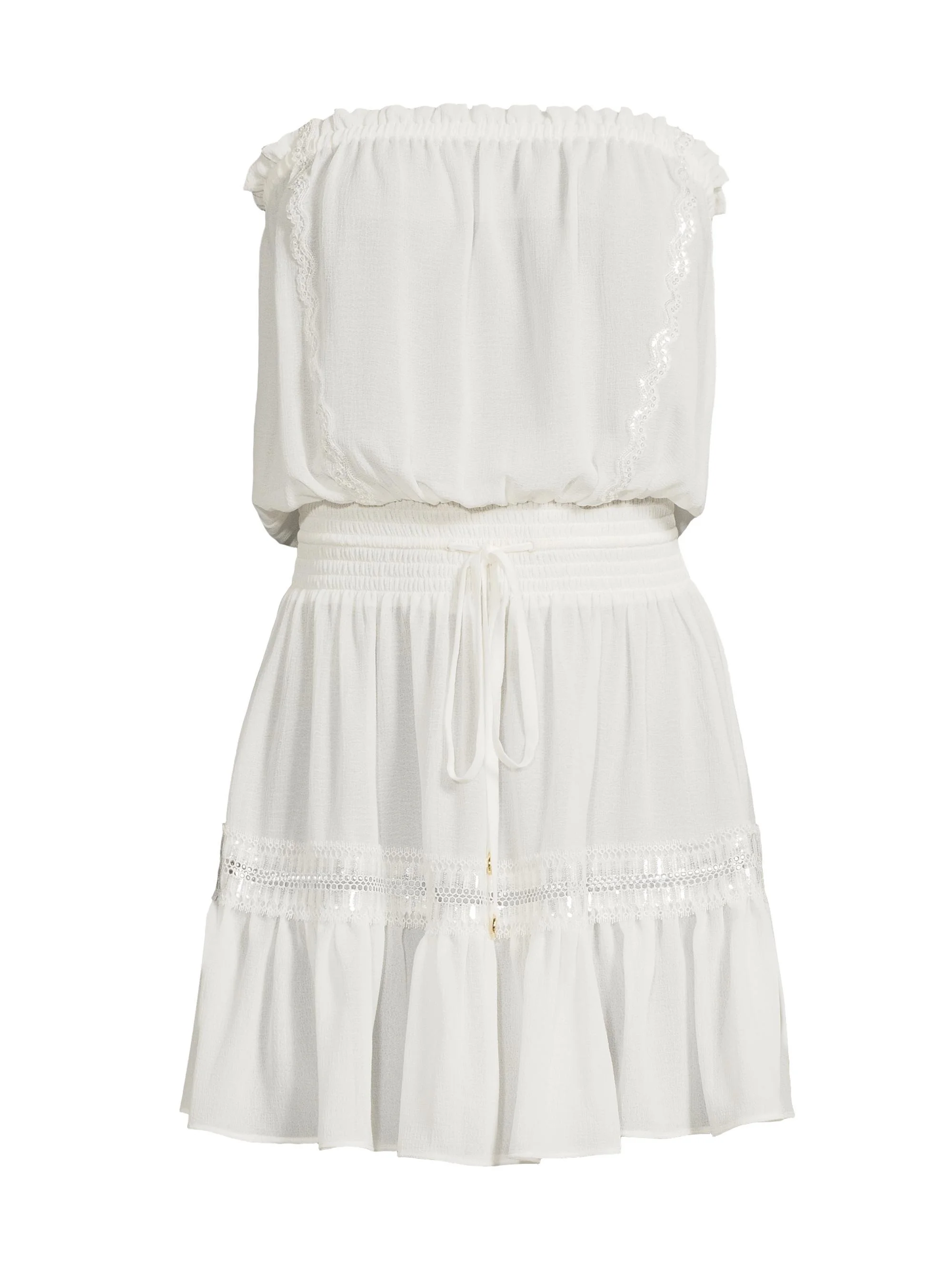 Women's Natalia Eyelet Strapless Cover-Up Minidress - White - 1