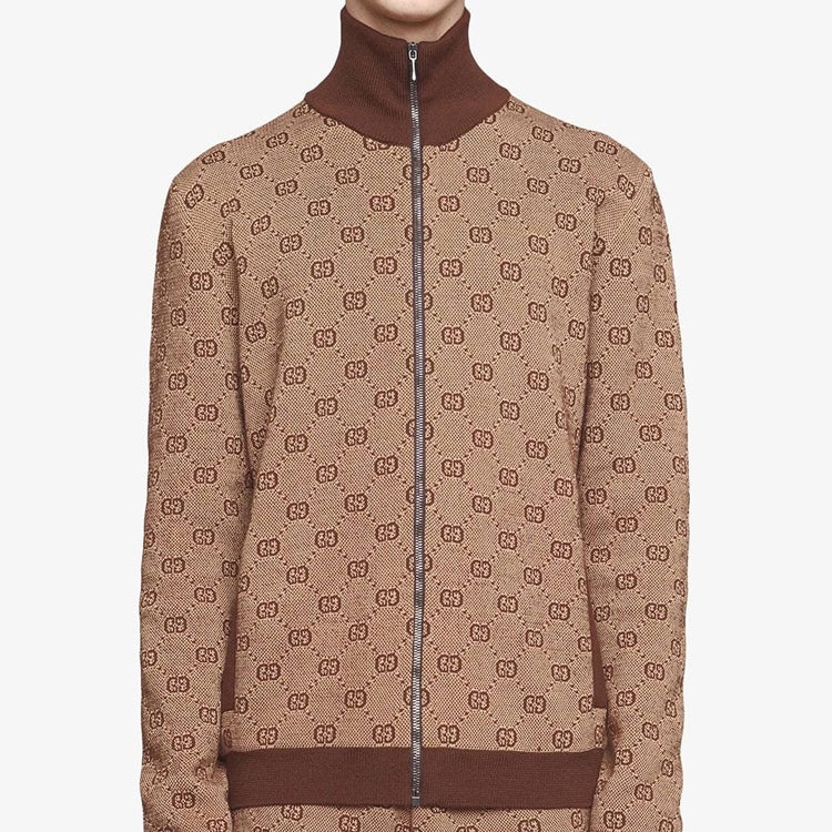 Gucci Jacquard Knit Pilot Jacket Coat Male Brown 572636-XKAKV-2094 - 2