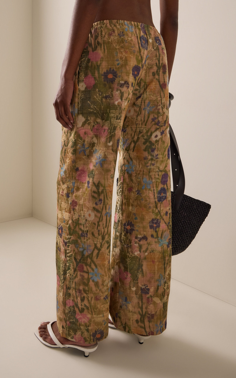Pam Floral Silk Jacquard Wide-Leg Pants 4