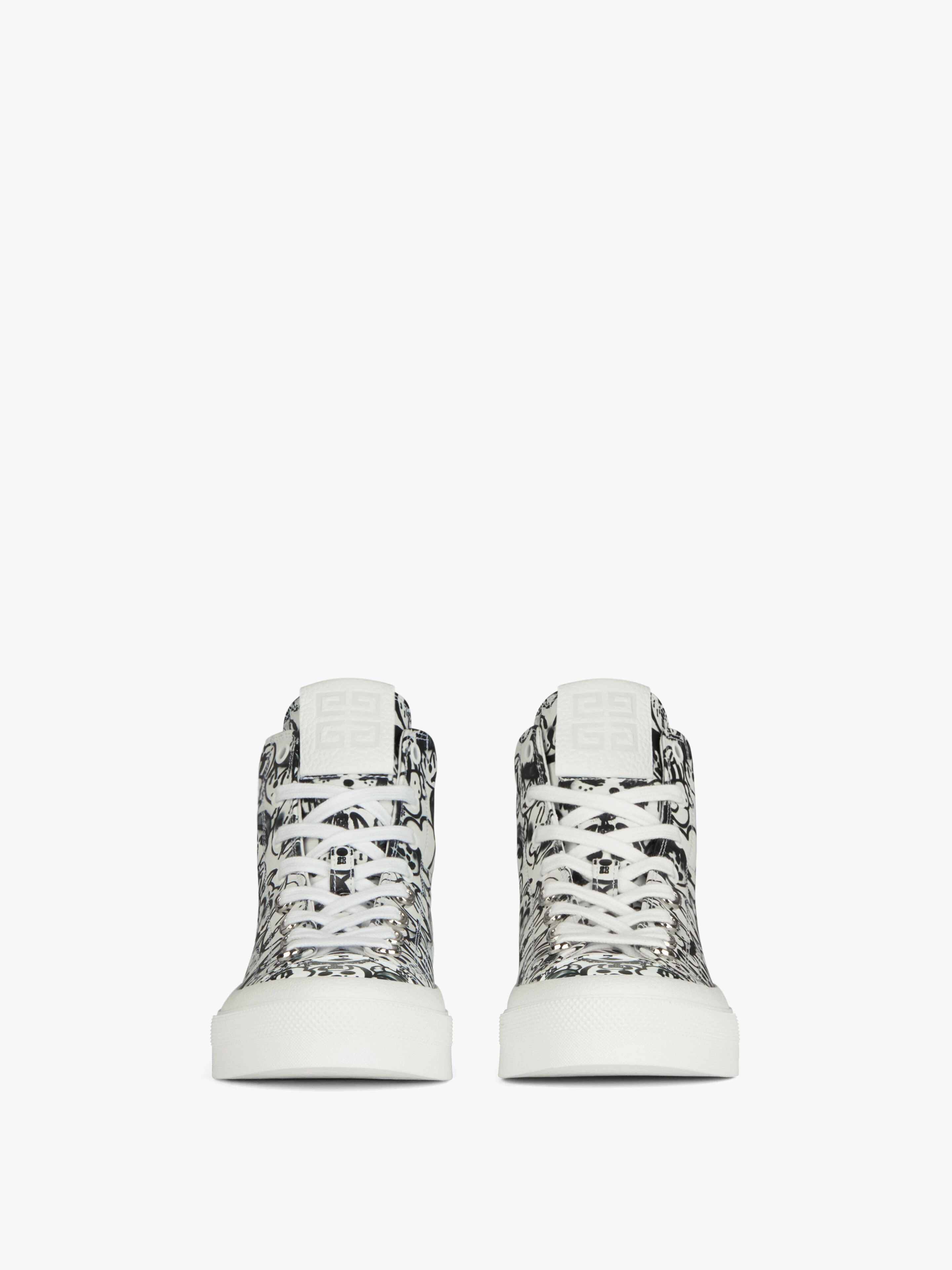 HIGH SNEAKERS CITY IN LEATHER WITH TAG EFFECT PRINTS - 2