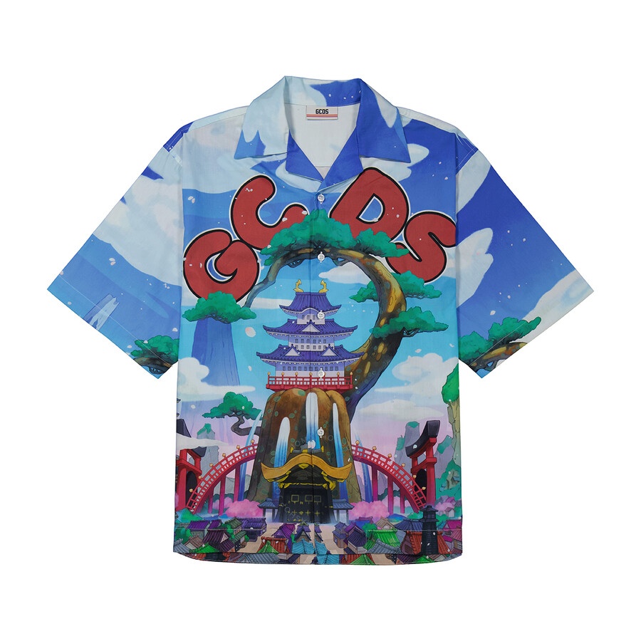 GCDS Men's One Piece Land Of Wano Graphic Bowling Shirt - 1