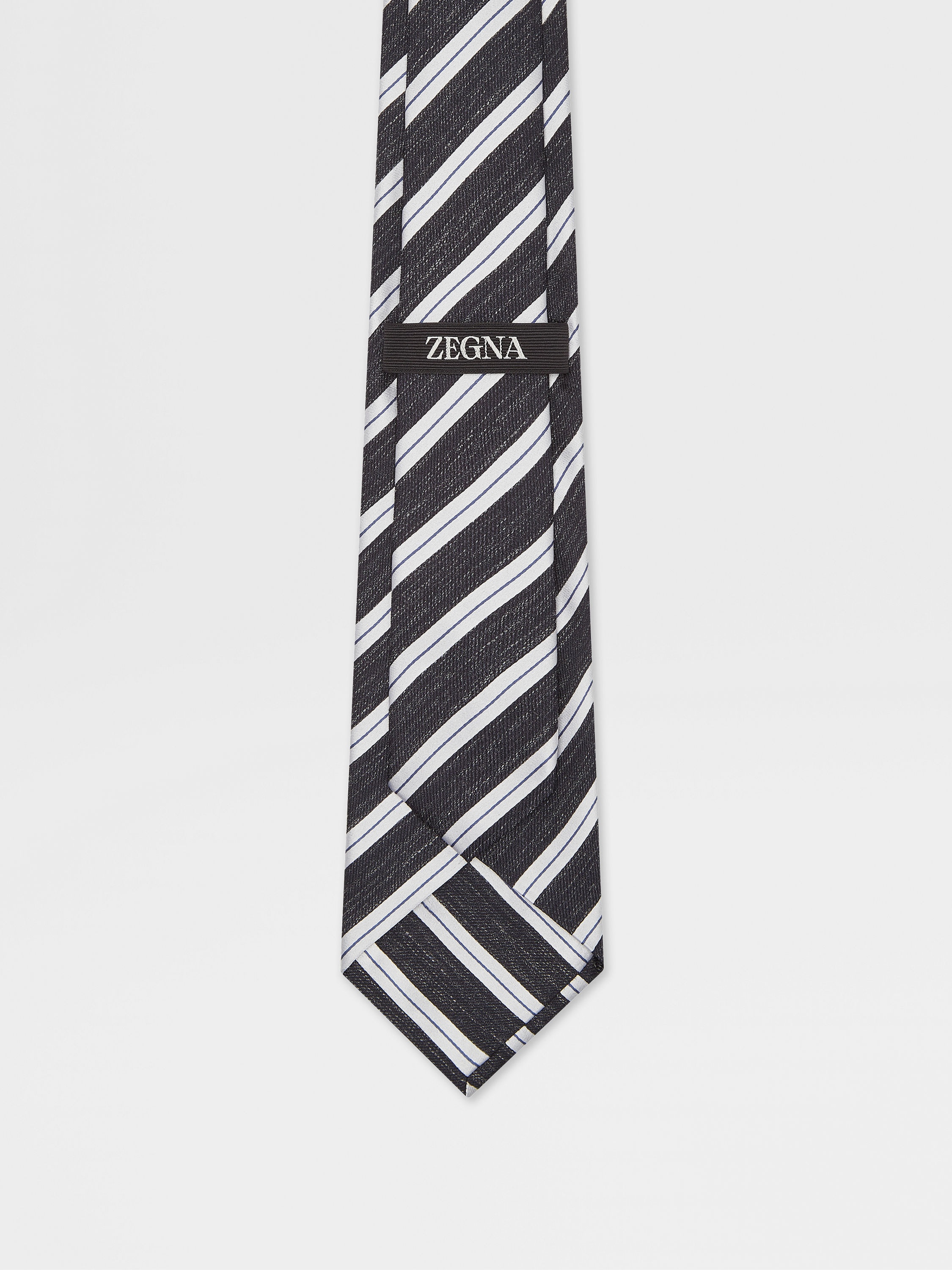 NAVY BLUE SILK AND LINEN TIE - 3