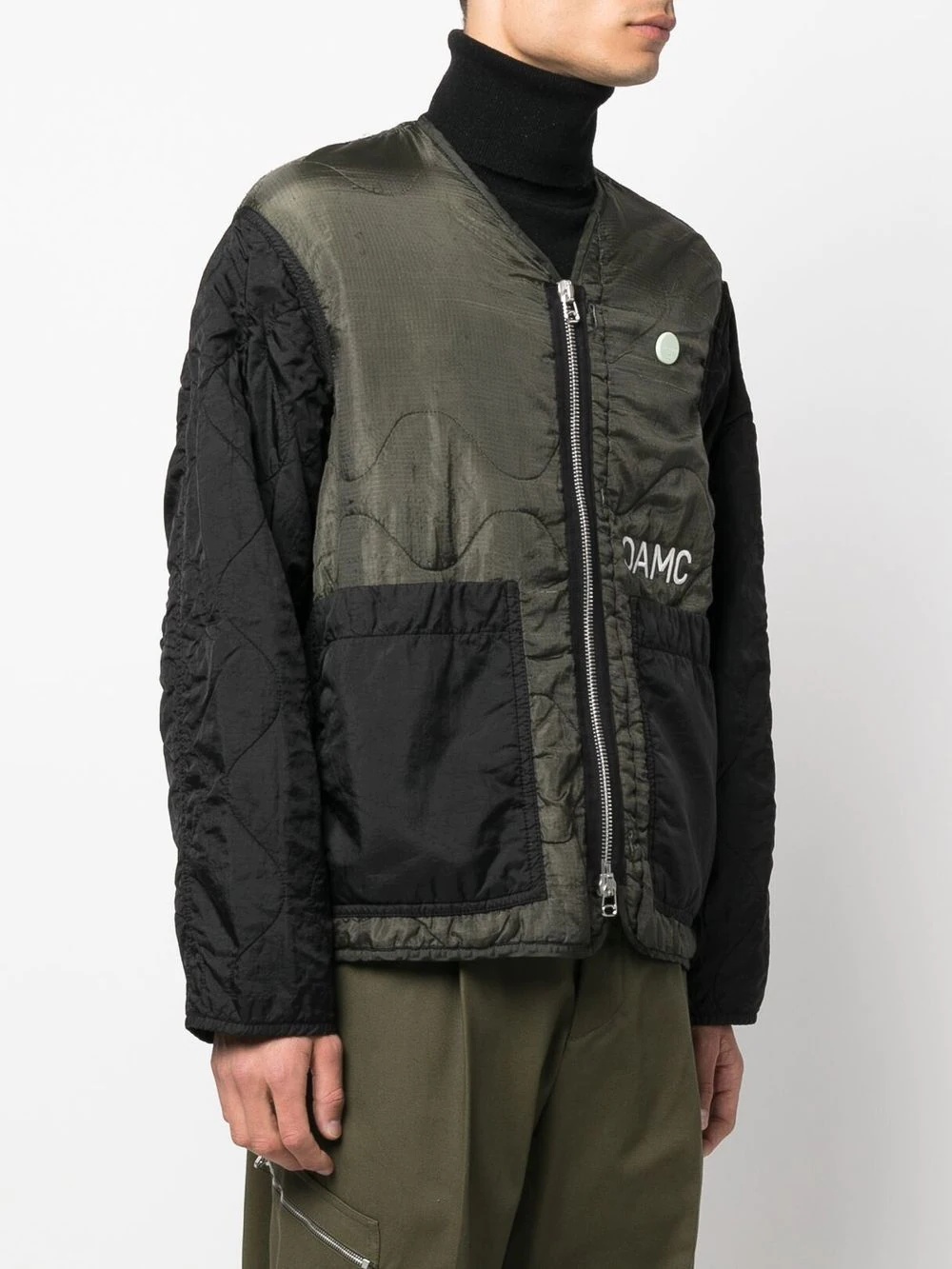 slogan-print quilted jacket - 3