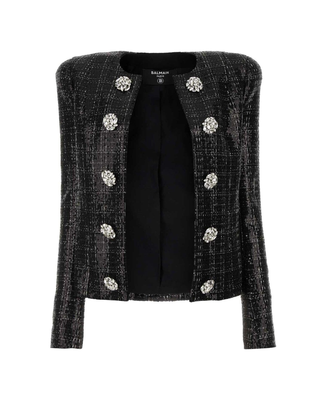 Tweed Sequin Embellished Jacket - 1
