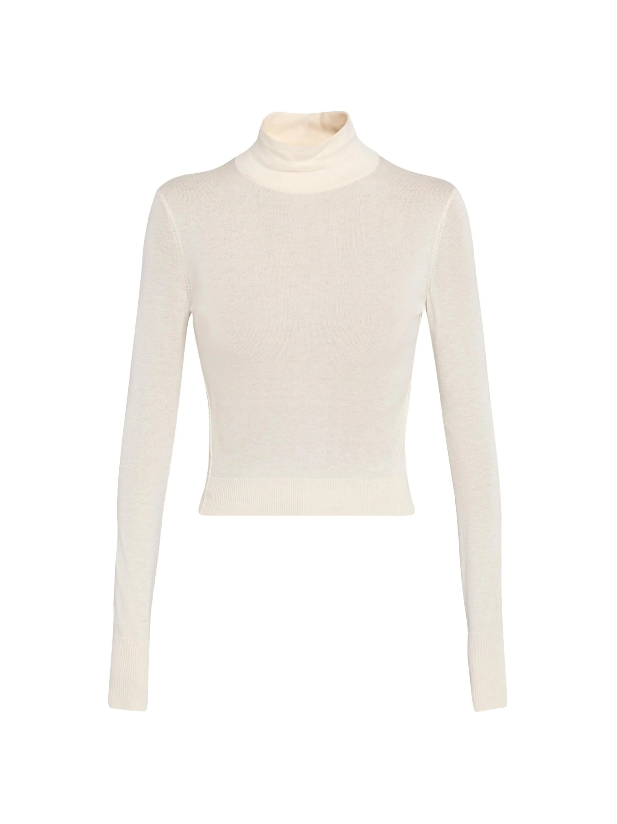 Women's Wool Slim Turtleneck Sweater - Cream - 1
