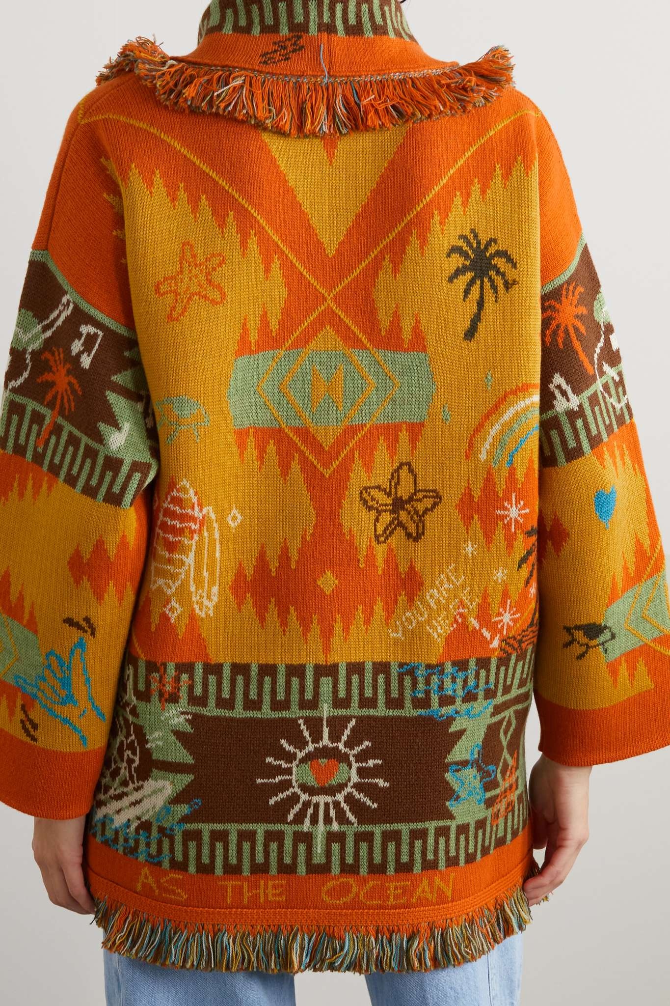 Sunset on the Sea Icon belted fringed wool-jacquard cardigan - 4