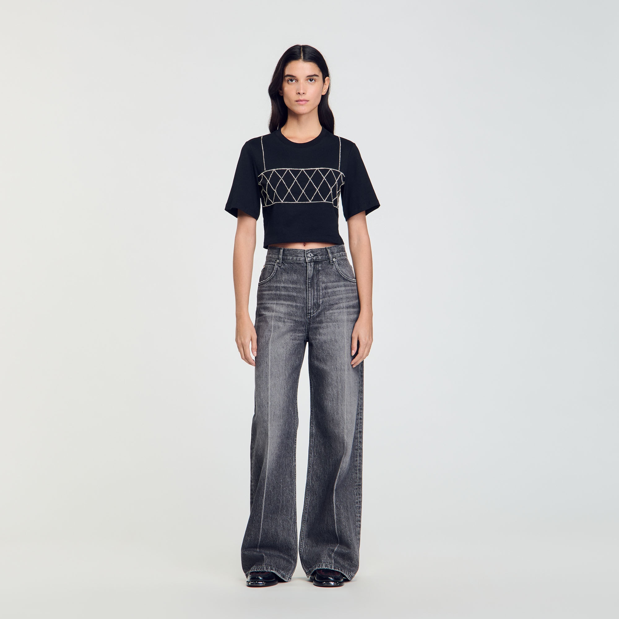 RHINESTONE CROPPED T-SHIRT - 3