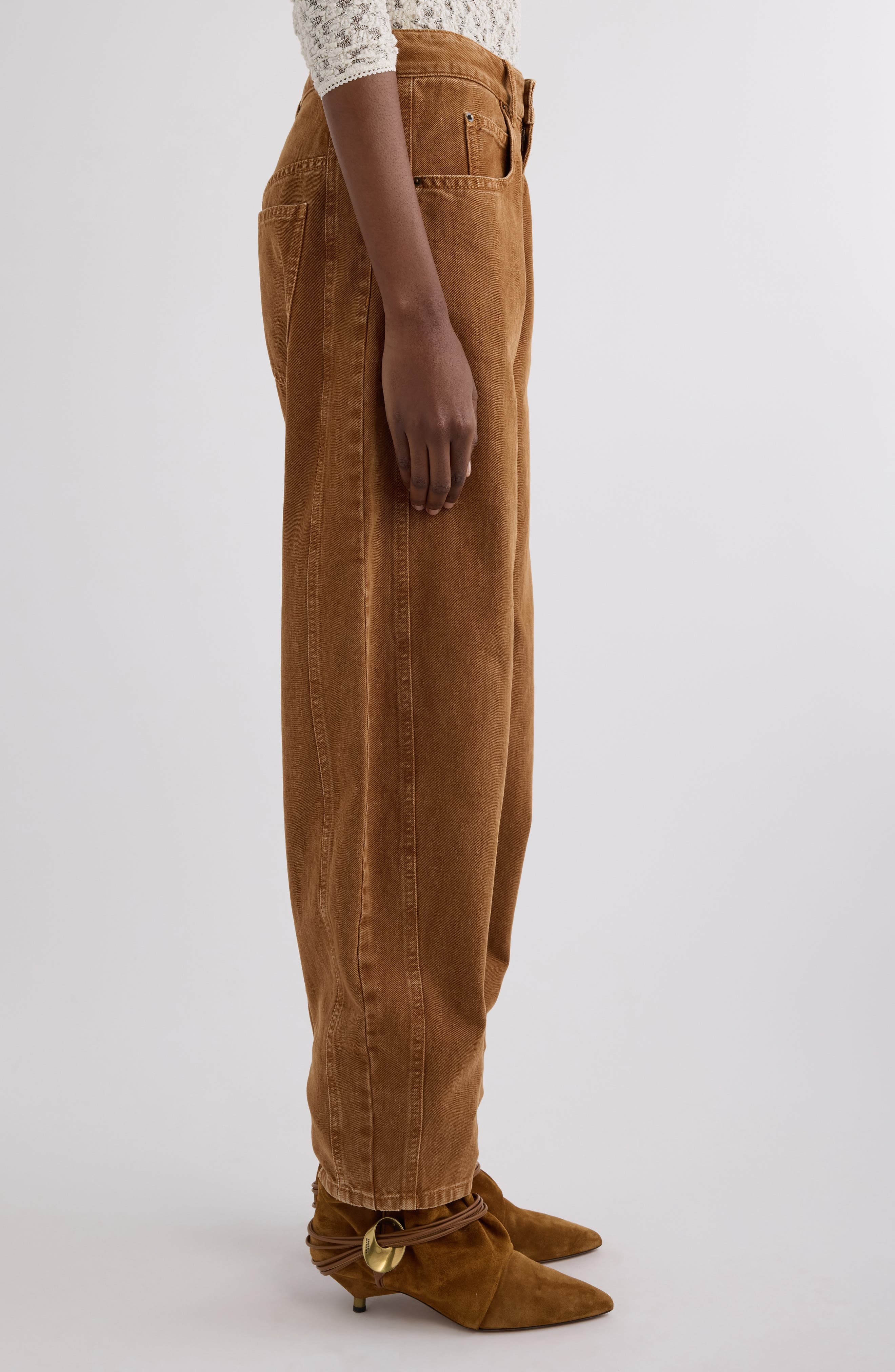 Isabel Marant Oriane Barrel Leg Jeans in Ochre at Nordstrom - 4