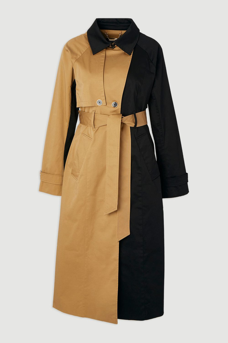 Colour Block Belted Tailored Trench Coat 4