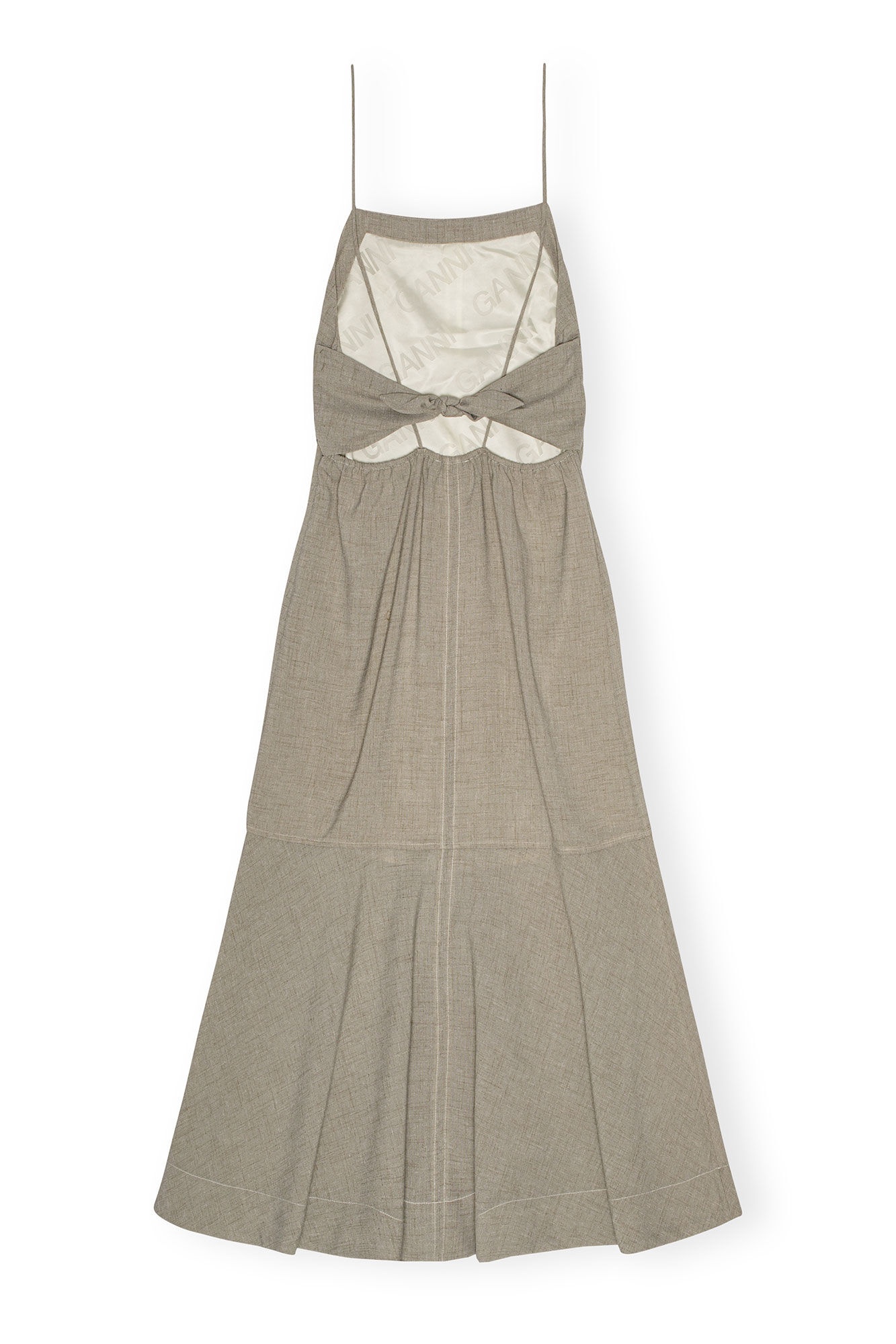 GREY LIGHT MELANGE SUITING LONG DRESS - 2