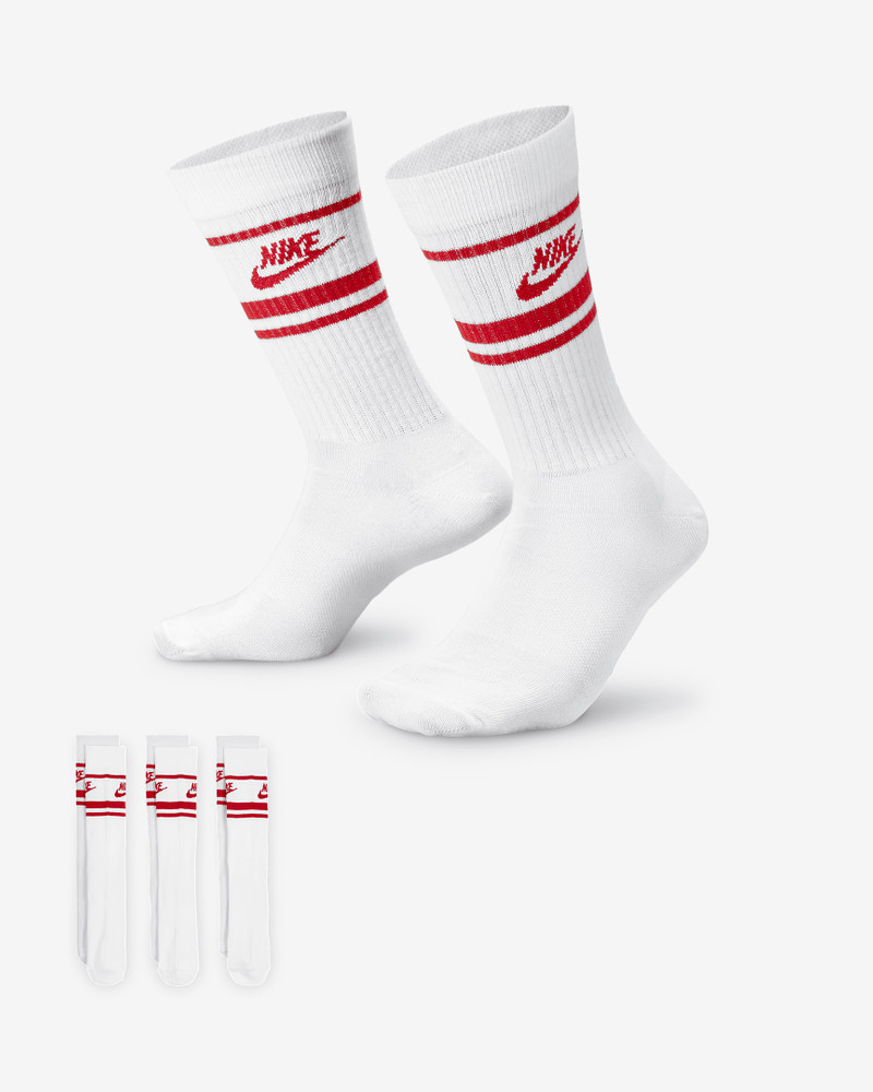 Sportswear Everyday Essential Crew Socks White/University Red (3 Pack) - 1