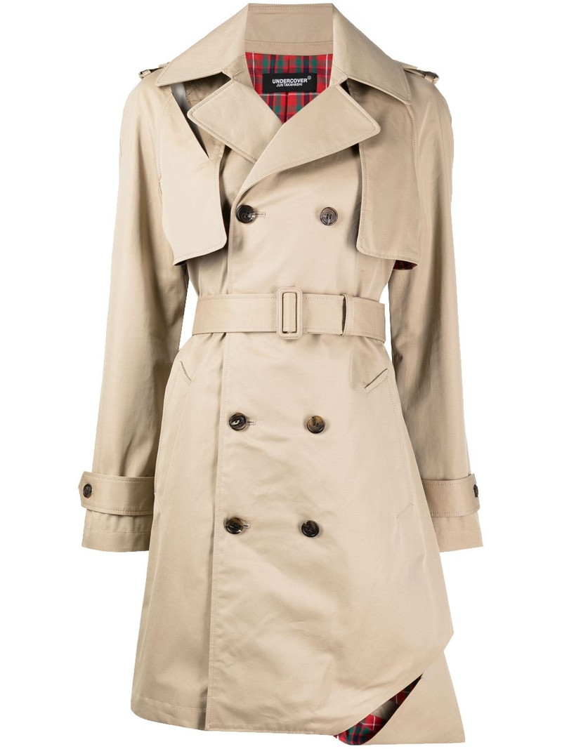 belted-waist above-knee trench coat 1