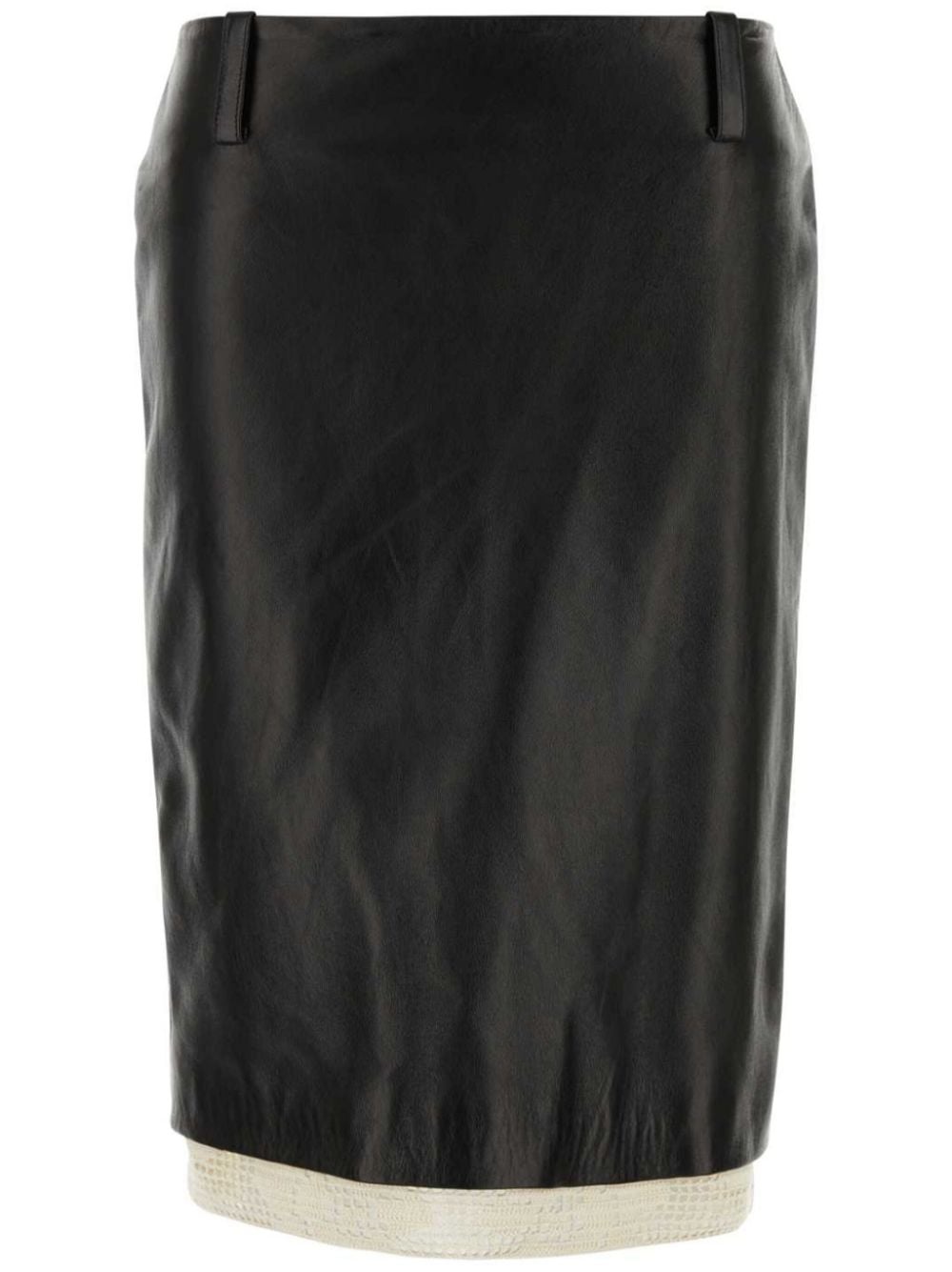 crochet-trimmed leather skirt - 1