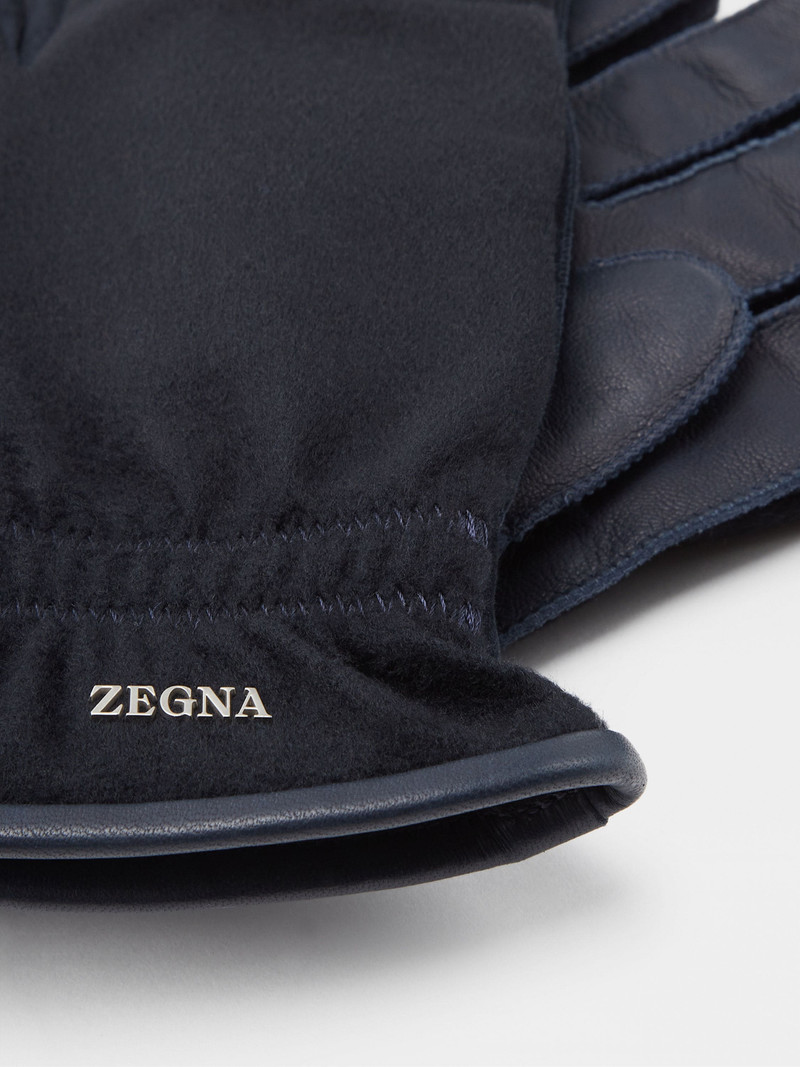ZEGNA DARK BLUE OASI CASHMERE GLOVES outlook