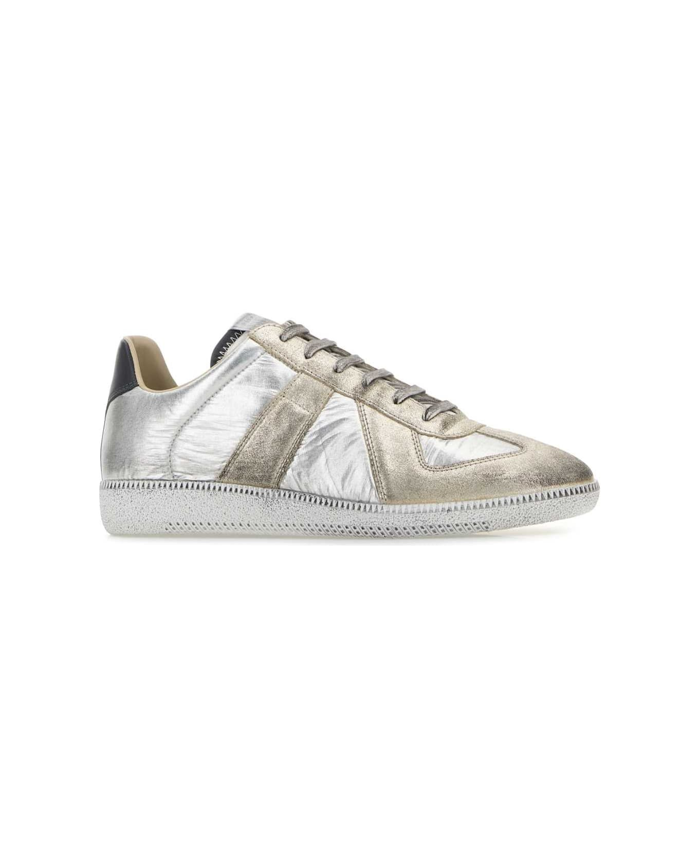 Silver Leather Replica Sneakers - 2