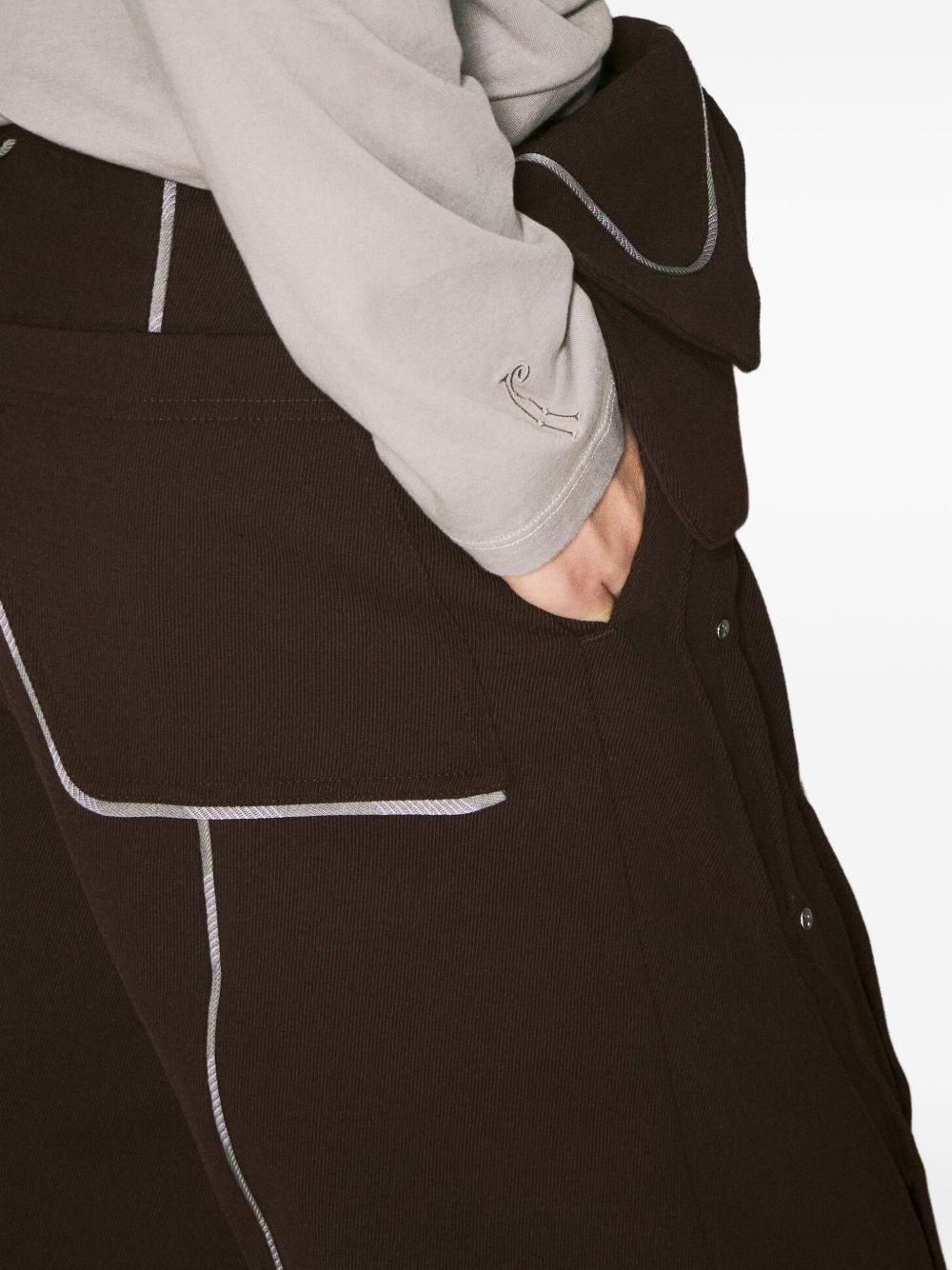 panelled piped trousers - 4