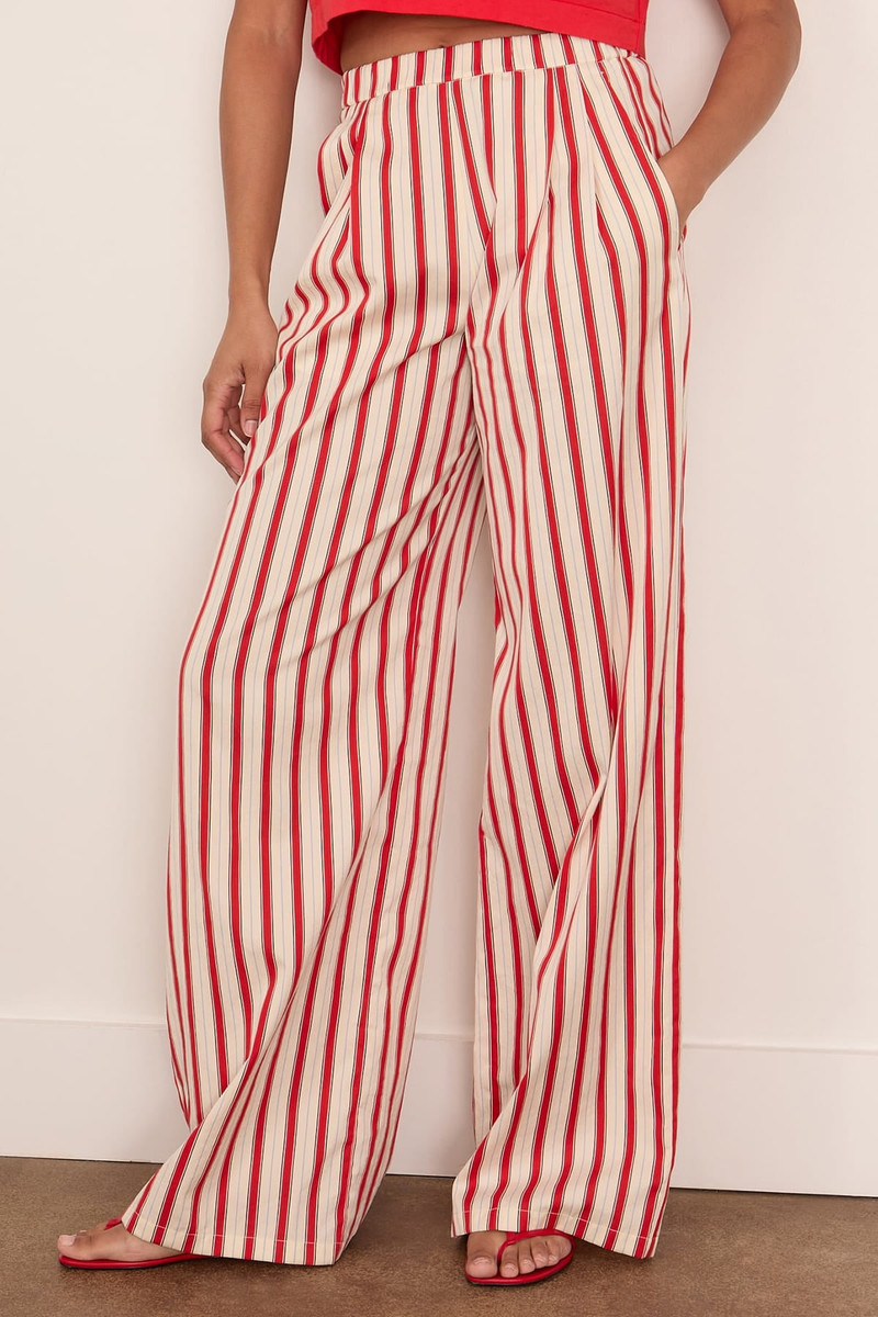 Cotton Pinstriped Pants in Rouge 3