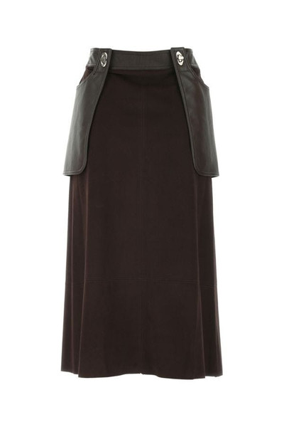 LOW CLASSIC Chocolate synthetic leather skirt outlook