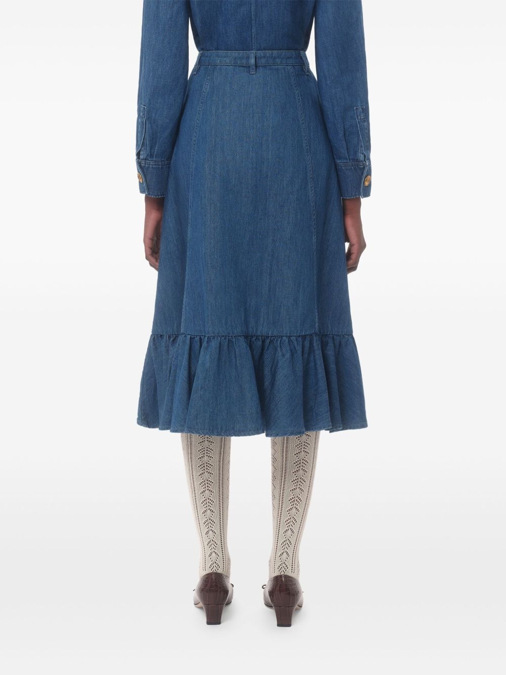 flared denim midi skirt - 5