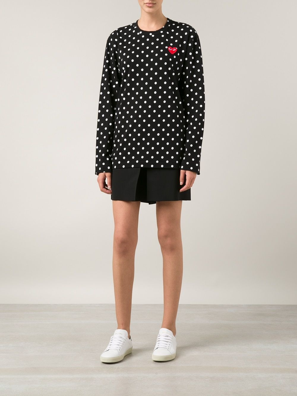 long sleeve polka dot T-shirt - 2