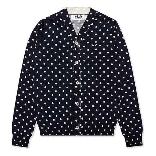 COMME des GARCONS PLAY Polka Dot Cardigan Black Emblem 'Navy' AZ-N038-051-2 - 1