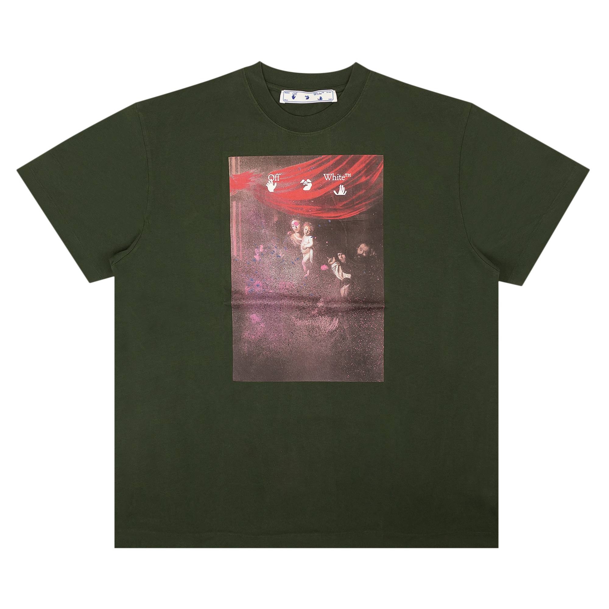 Off-White Sprayed Caravaggio Short-Sleeve Over Tee 'Green/White' - 1