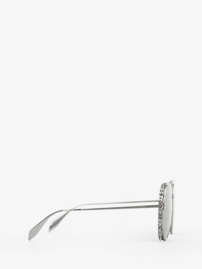 Punk Stud Pilot Sunglasses in Silver - 2