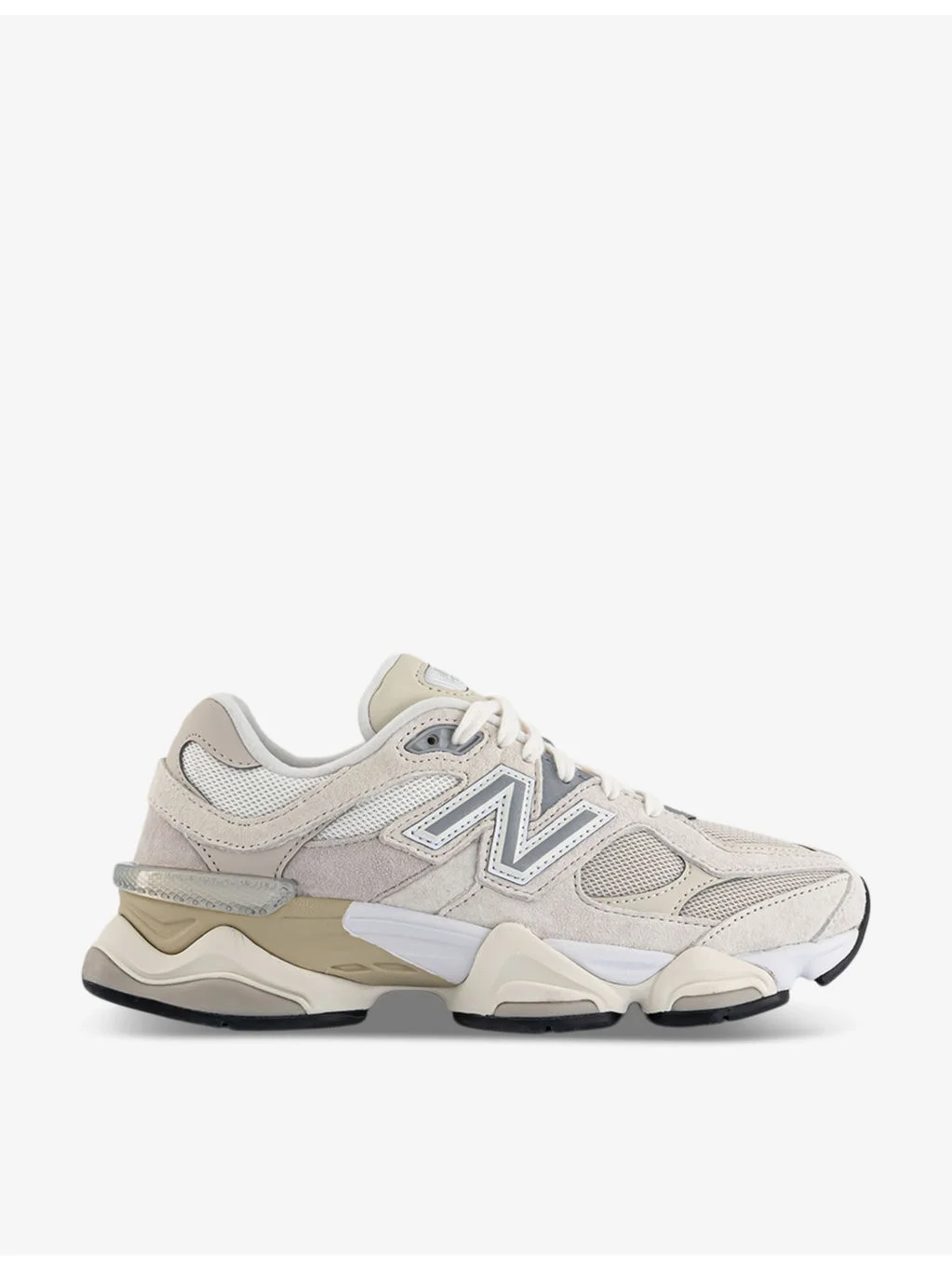 9060 brand-patch leather and mesh low-top trainers - 1
