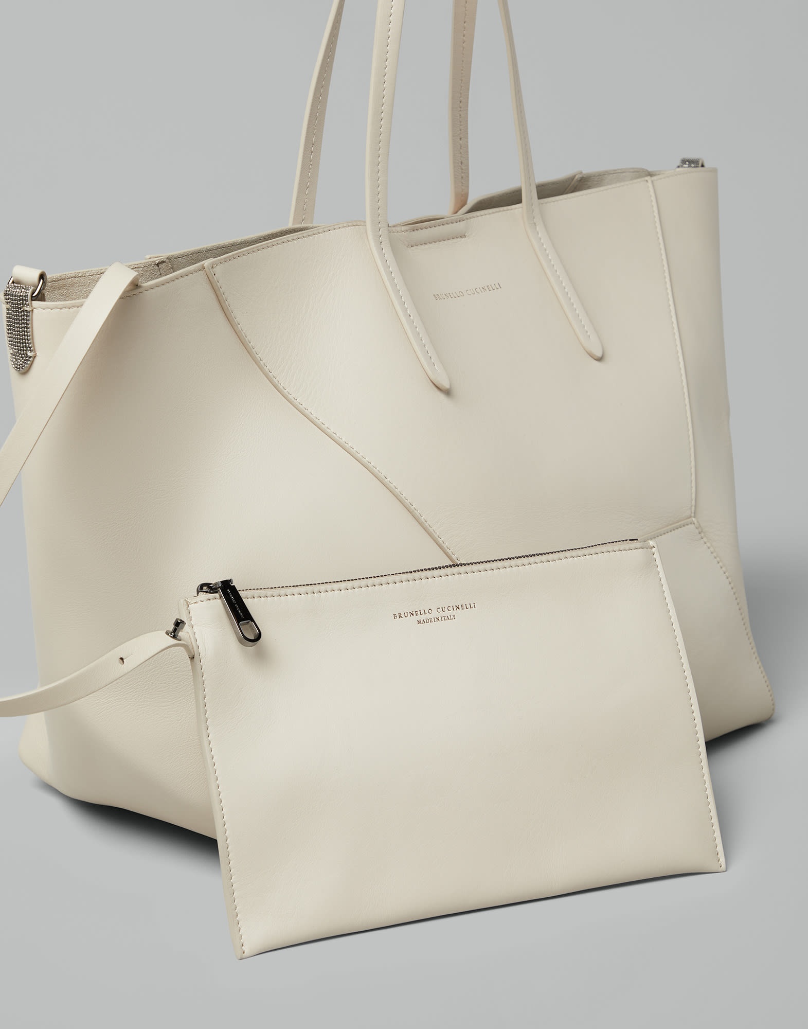 Calfskin shopper bag with monili - 5