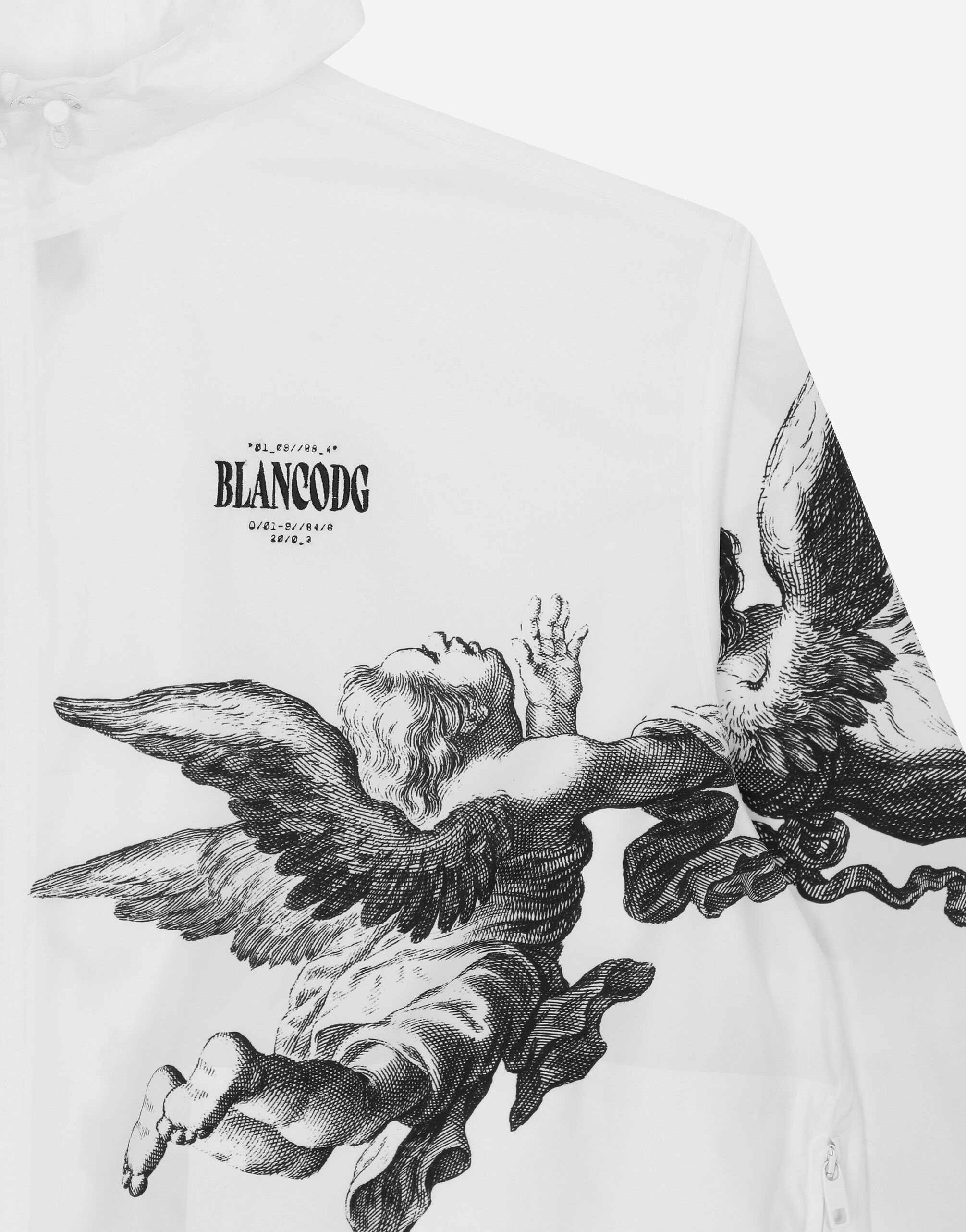 【DOLCE&GABBANA】ダウンジャケット ナイロン エンジェル BLANCO Dolce & Gabbana Nylon jacket with hood and Angel print