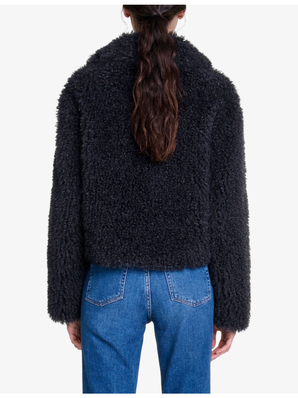 Collar long-sleeve regular-fit faux-shearling jacket - 4