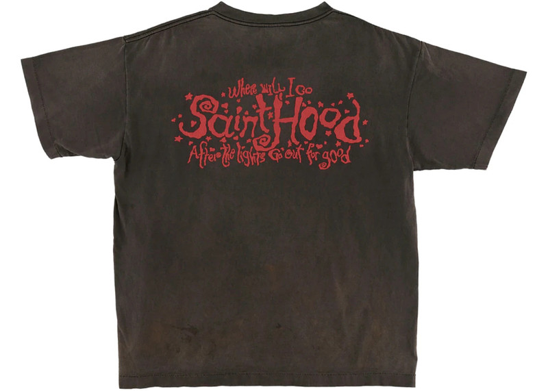 SAINT M×××××× Saint Mxxxxxx Love Saint Hood T-Shirt Vintage Black outlook
