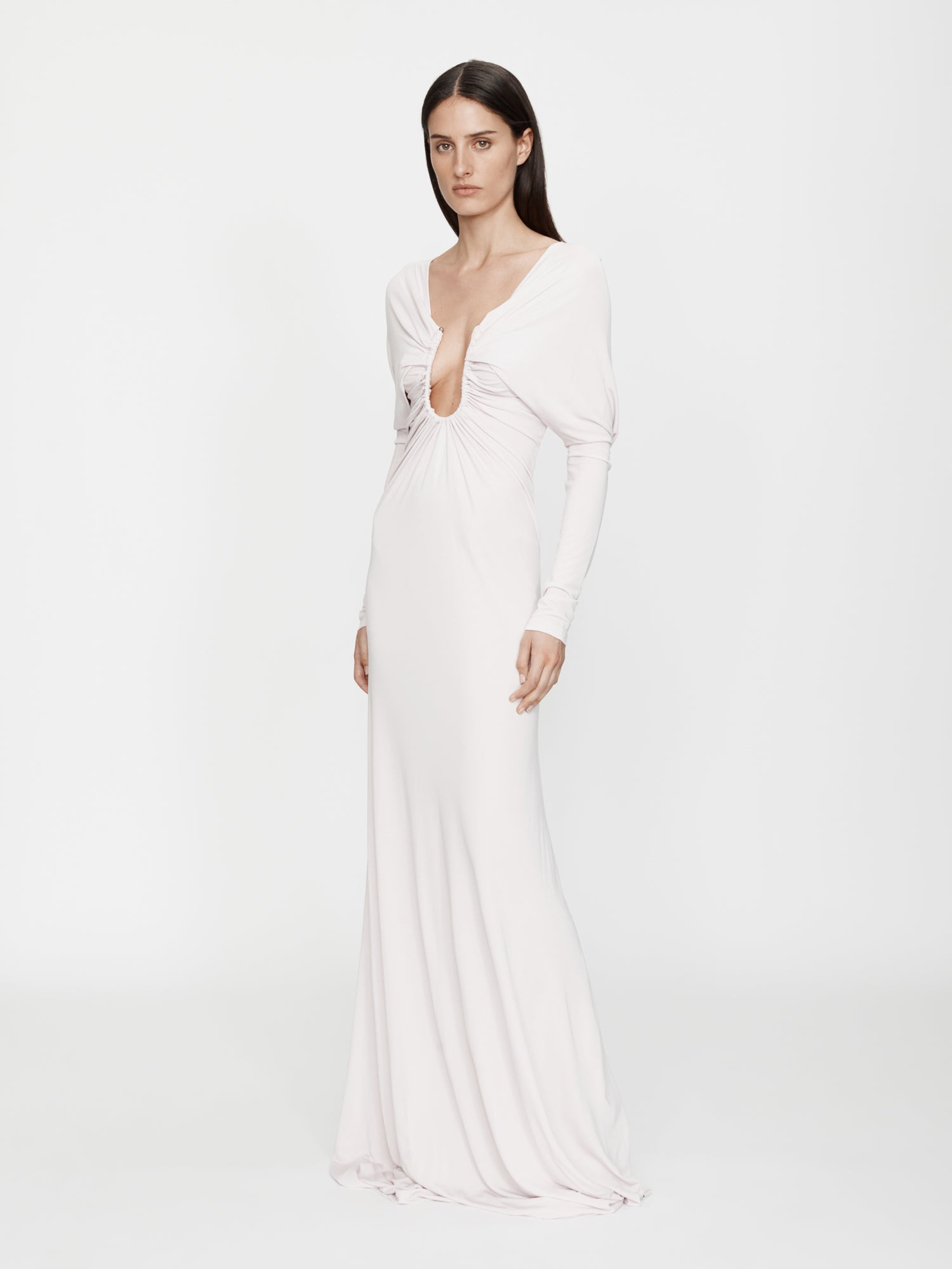 Arced Palm Strapless Shawl Gown - 3