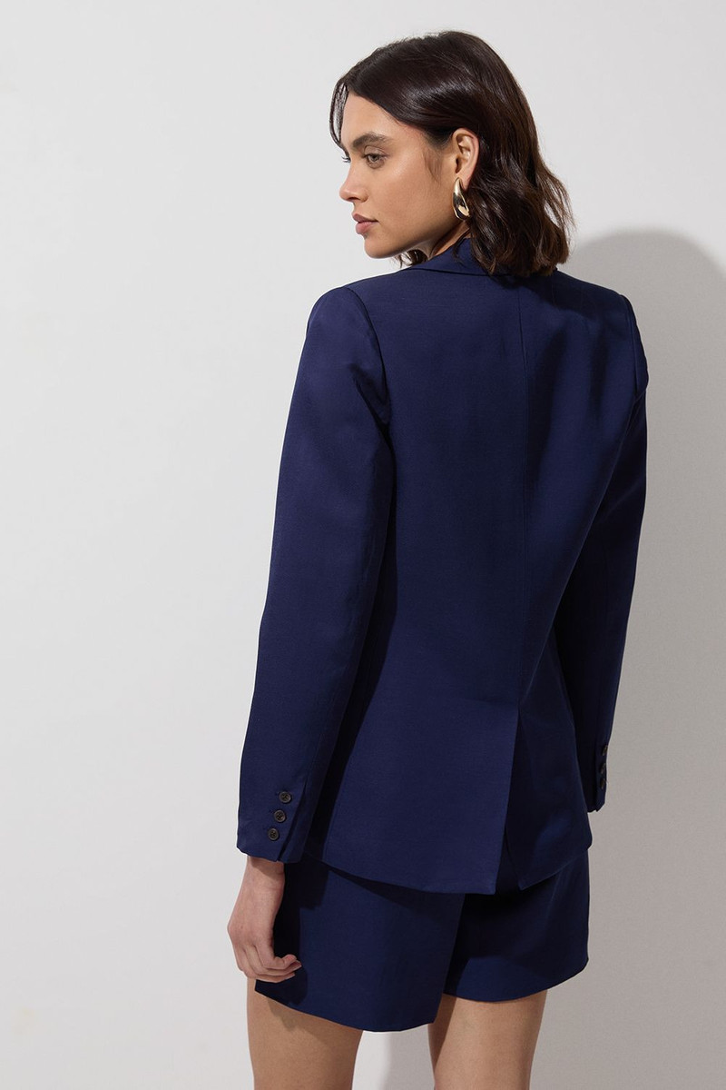Tailored Viscose Linen Single Breasted Blazer Jacket 5