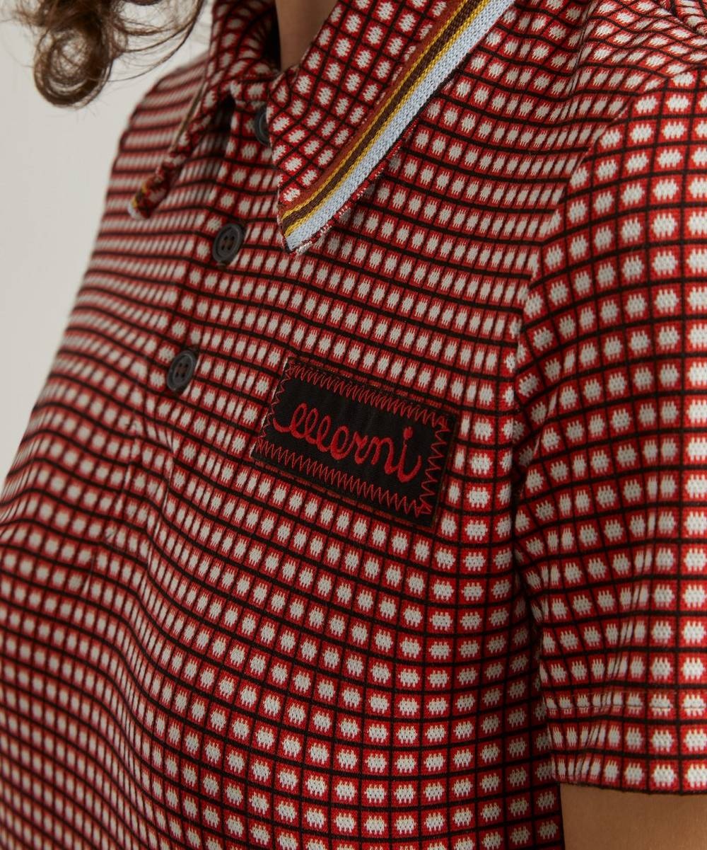 Jacquard-Knitted Short-Sleeve Polo Shirt - 5