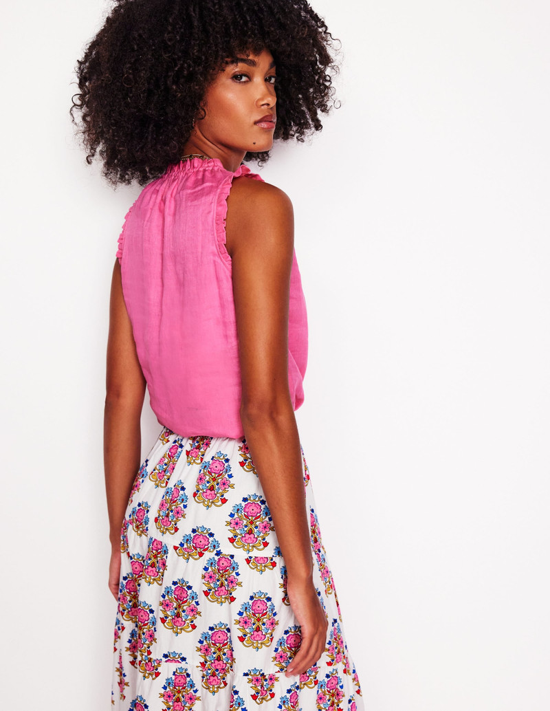 Sophie Ruffle Linen Top-Pink Rose 4