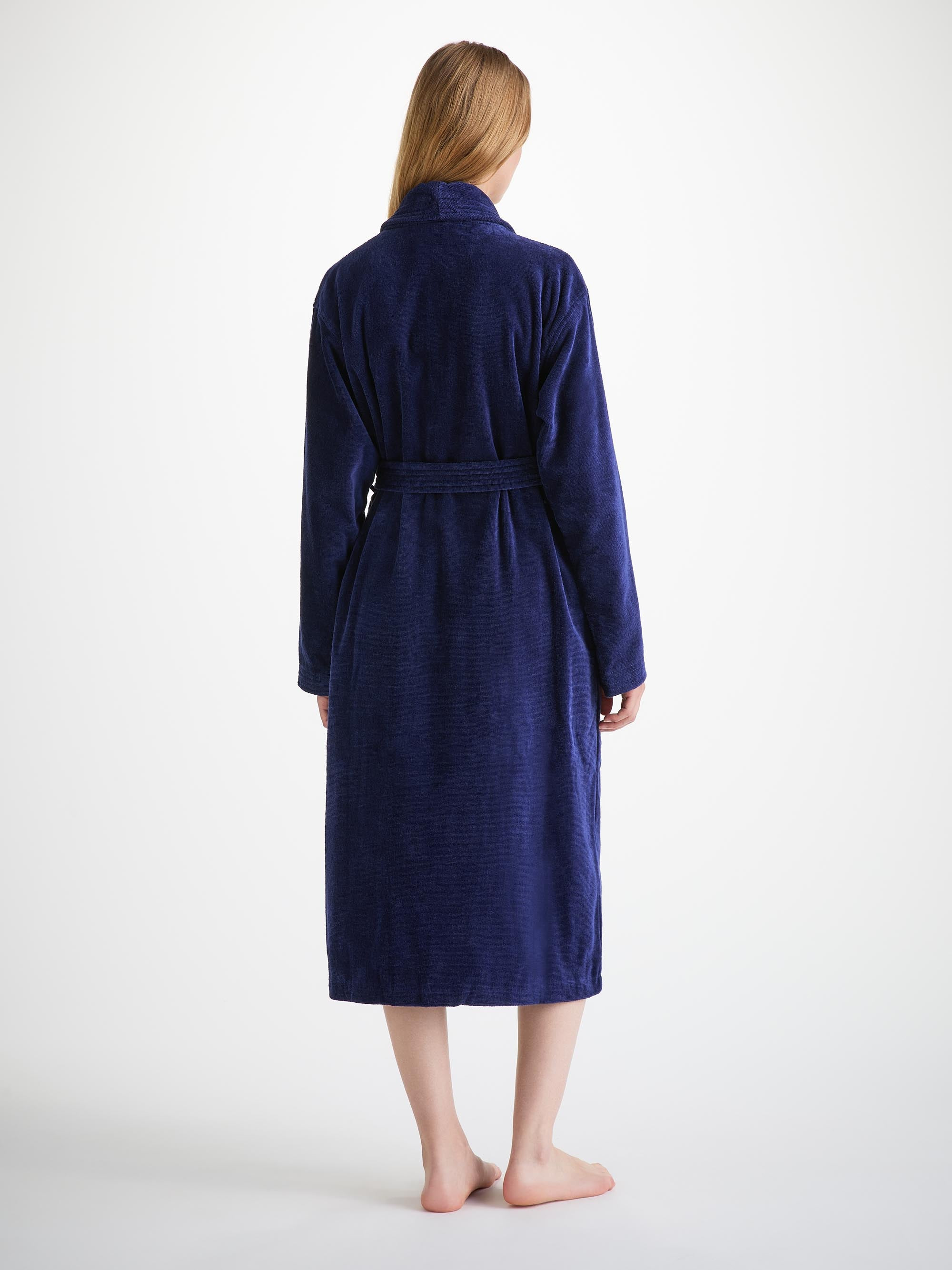 Women's Bathrobe Triton 10 Terry Cotton Navy - 5