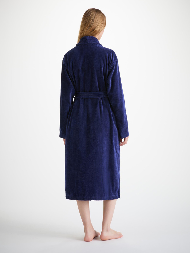Women's Bathrobe Triton 10 Terry Cotton Navy 5