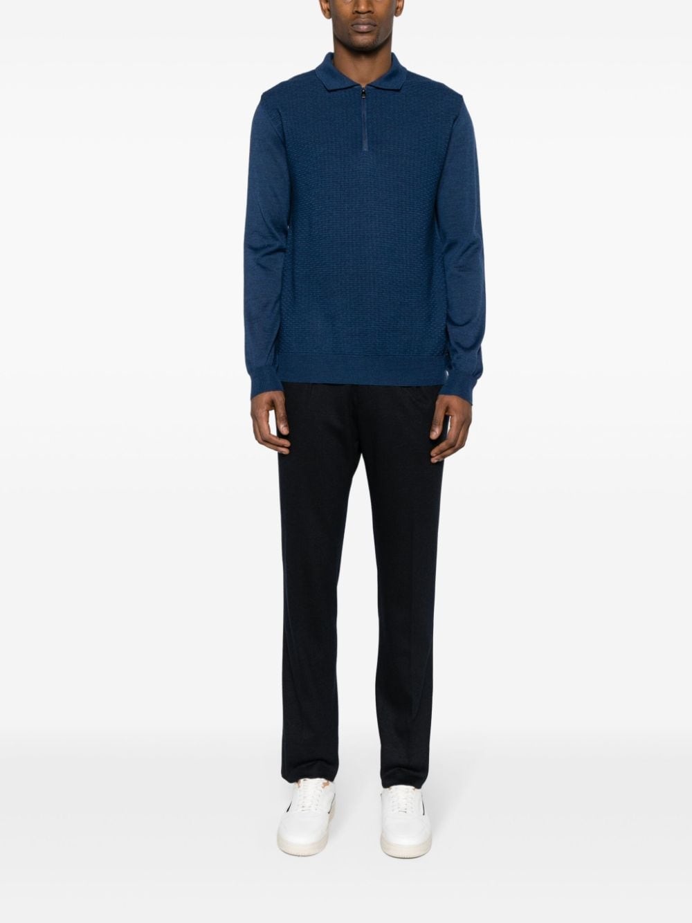 waffle-knit wool polo shirt - 2