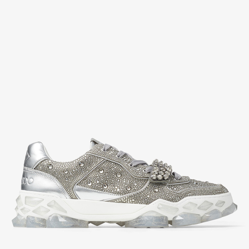 Diamond X Strap/M
Silver Satin Low Top Trainers with Crystal Embellishment and Crystal Strap 1