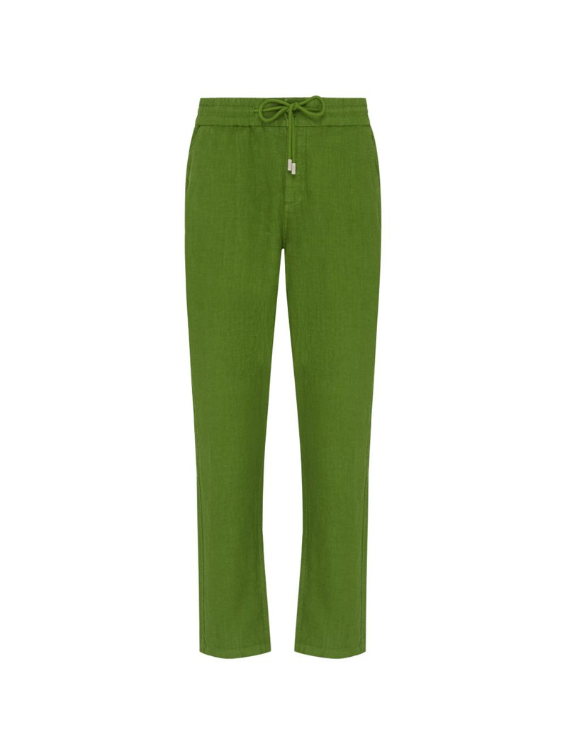 drawstring-waist linen trousers 1
