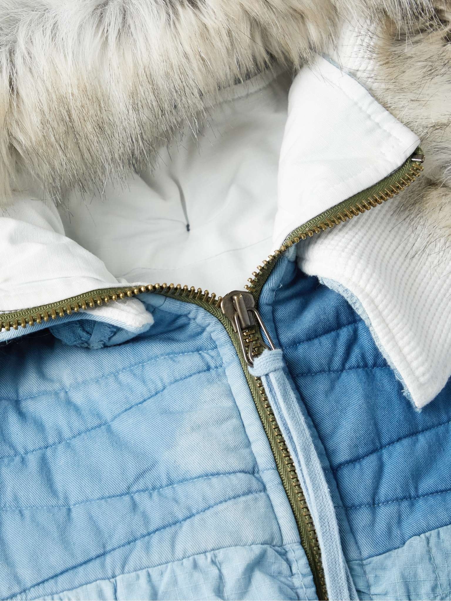Scrapwork Faux Fur-Trimmed Quilted Cotton Hooded Jacket - 5